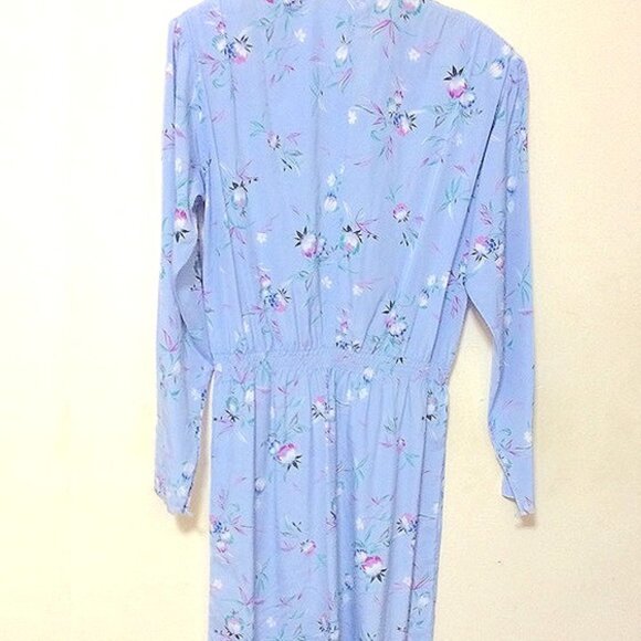 3/$30 VINTAGE 80S MIDI FLORAL DRESS COLLAR LONG SLEEVE MADE IN SHANGHAI SZ XS-S - Picture 4 of 14